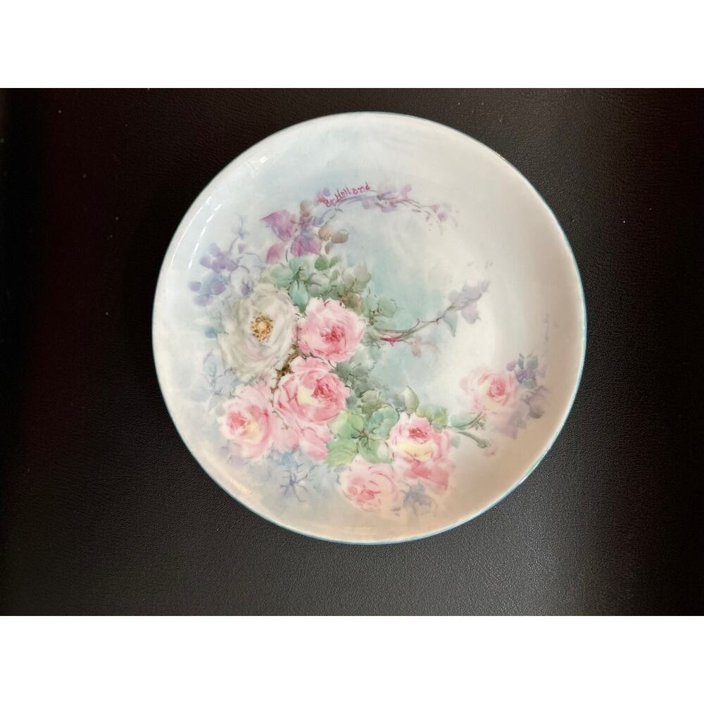 Signed Set-6- 1900s Hutschenreuther Selb Bavaria Hand Painted Porcelain plates